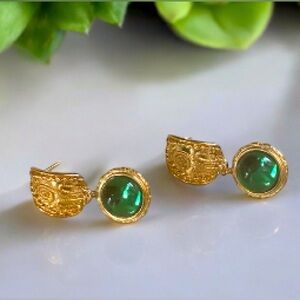 NWOT Gold & Green Drop Earrings